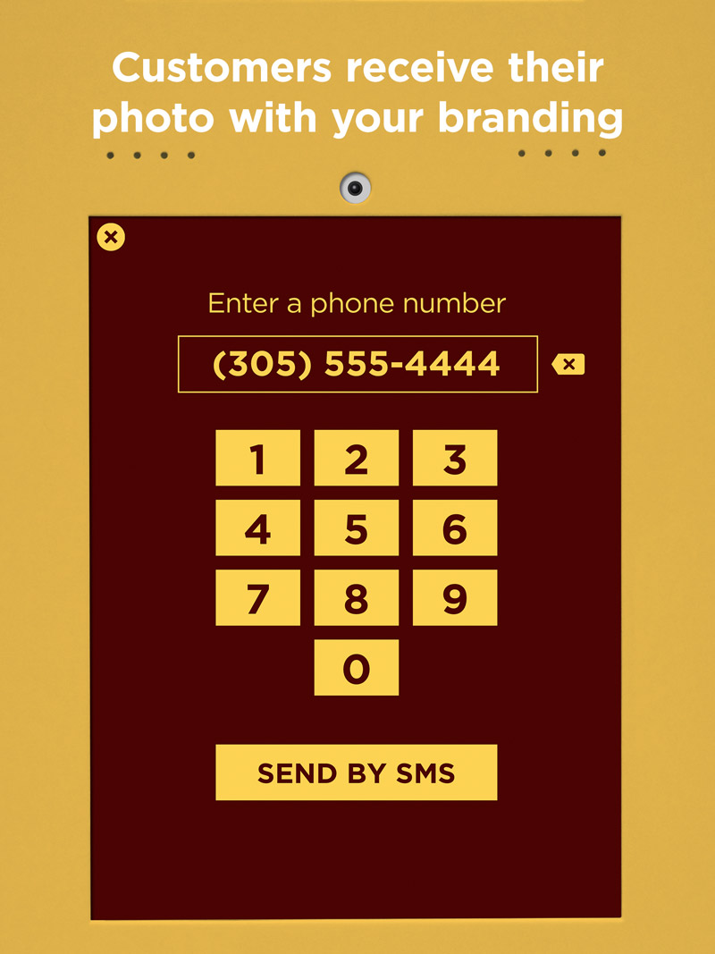 Enable sharing by email, SMS, printing, custom surveys and Photo Access Cards